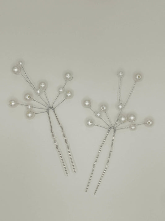 Pearl hair pins, Beautiful silver pins, Hair jewelry, Hair accessories